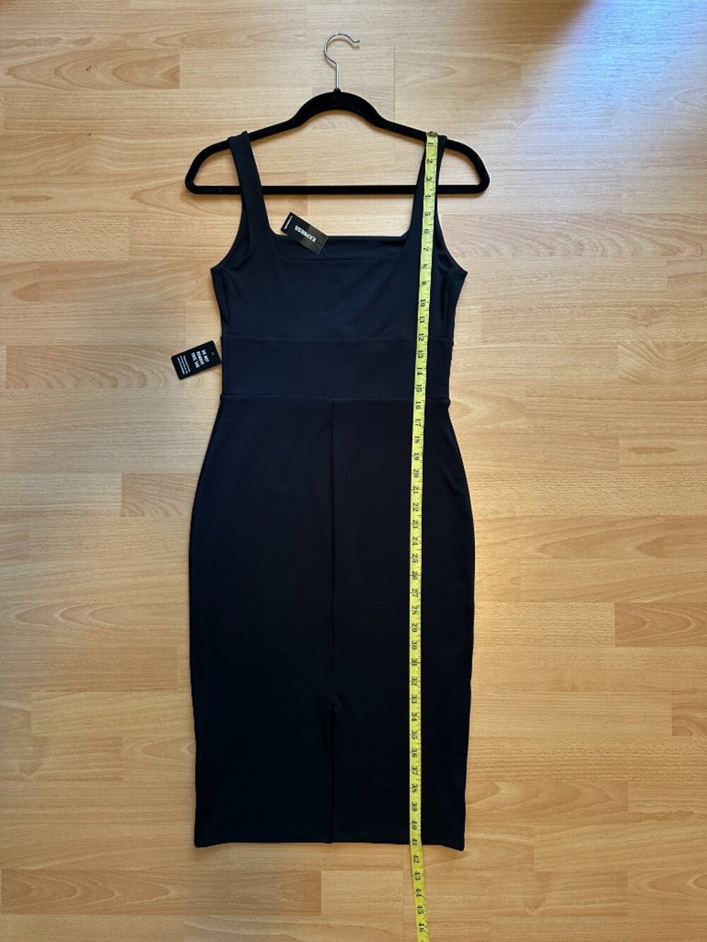 Express Body Contour Square Neck Knit Sheath Midi Dress NWT - Black (S) - Picture 7 of 14